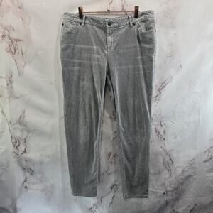 J Jill Pants Womens 12 P Gray Corduroy High Rise Straight Stretch Boyfriend